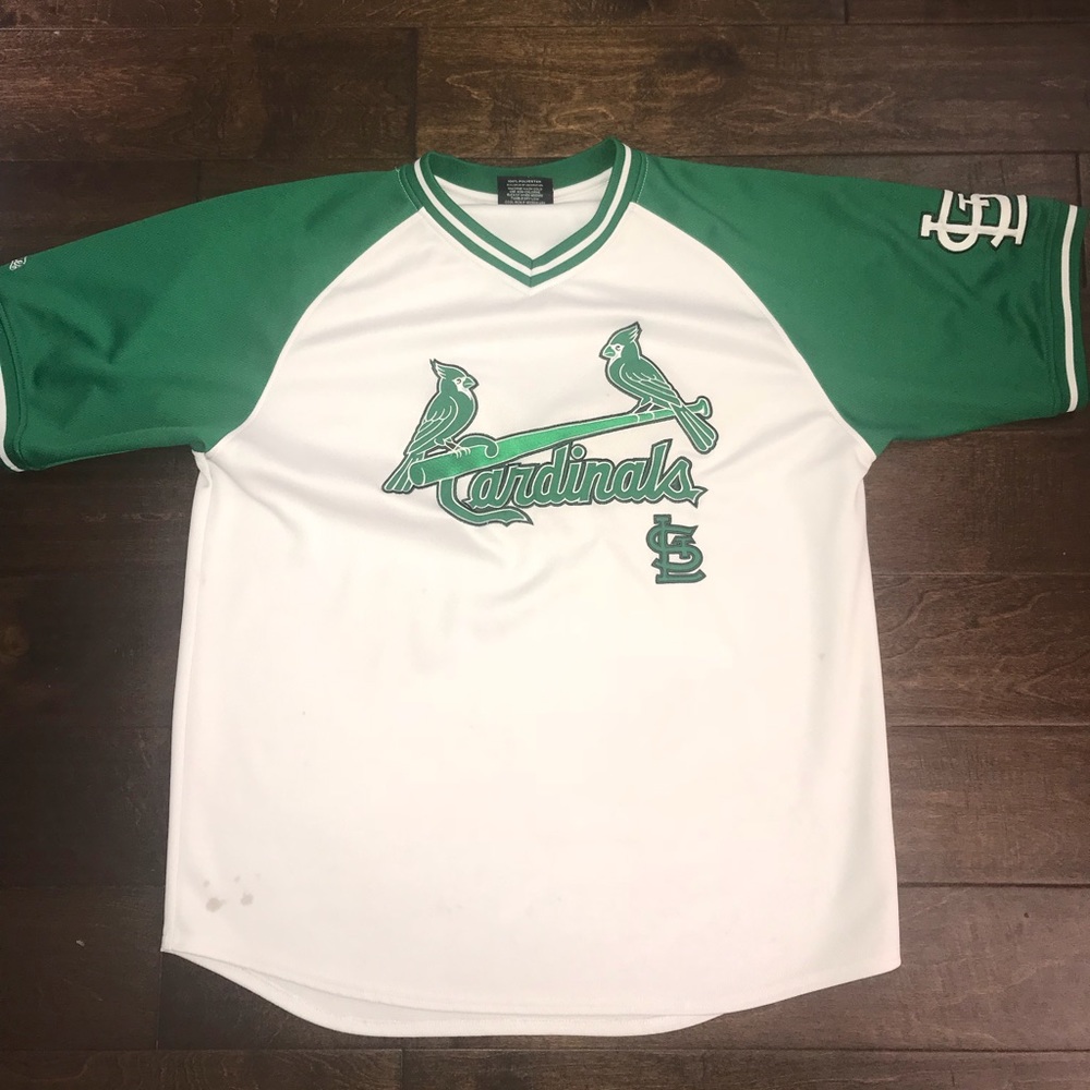 Authentic mlb cardinals fan jersey green and white